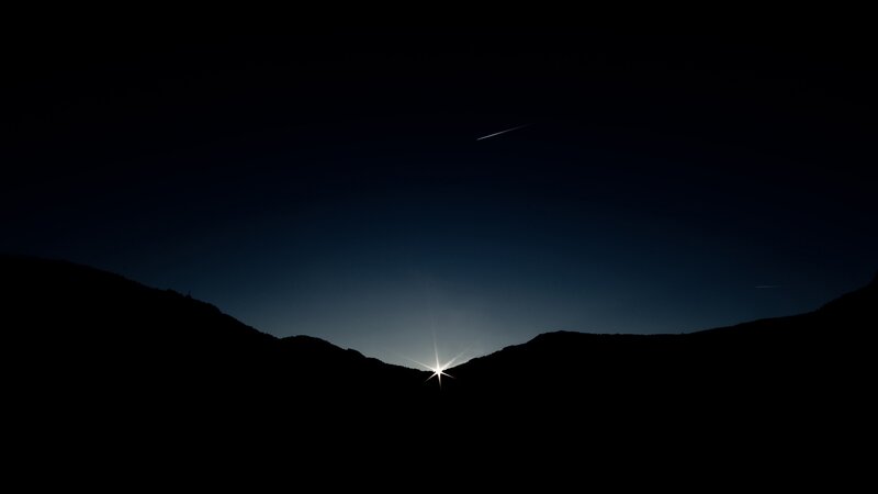 Star over Mountain Silhouette — Black