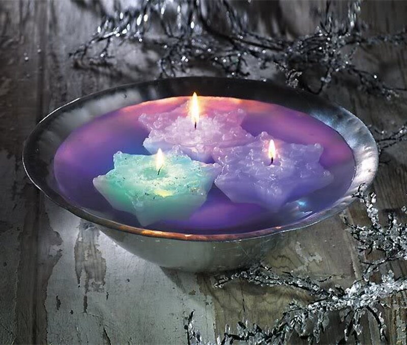 Star-shaped Candles in Bowl