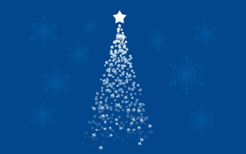 Star-shaped Christmas Tree — Blue, Festive, Winter, Vector Art, Snowflakes
