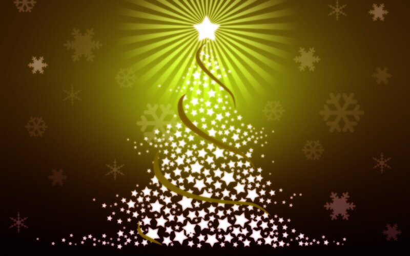Star-shaped Christmas Tree — Green, Festive, Night
