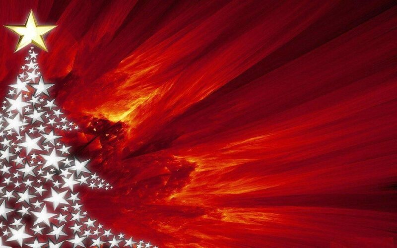 Star-shaped Christmas Tree — Red, Festive, Digital Art