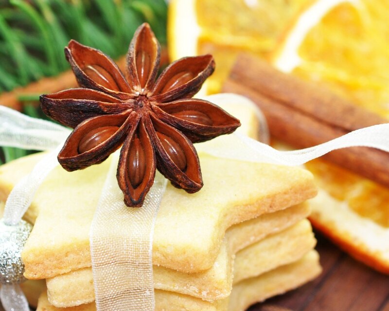 Star-shaped cookies with star anise