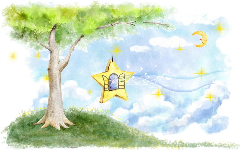 Star-shaped house in a tree