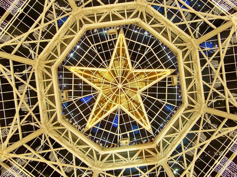 Star-shaped light fixture in dome