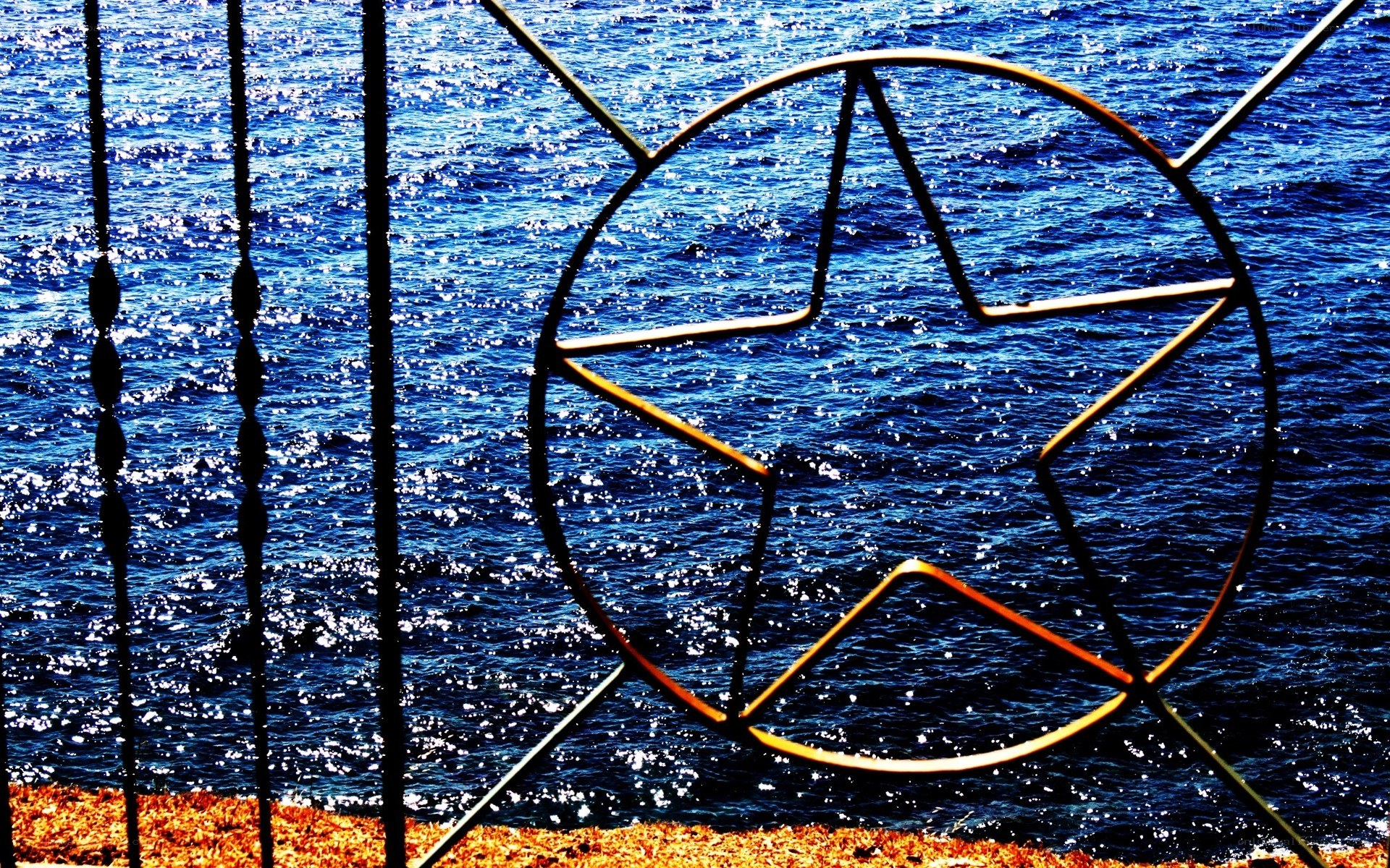 Star-shaped railing by the sea