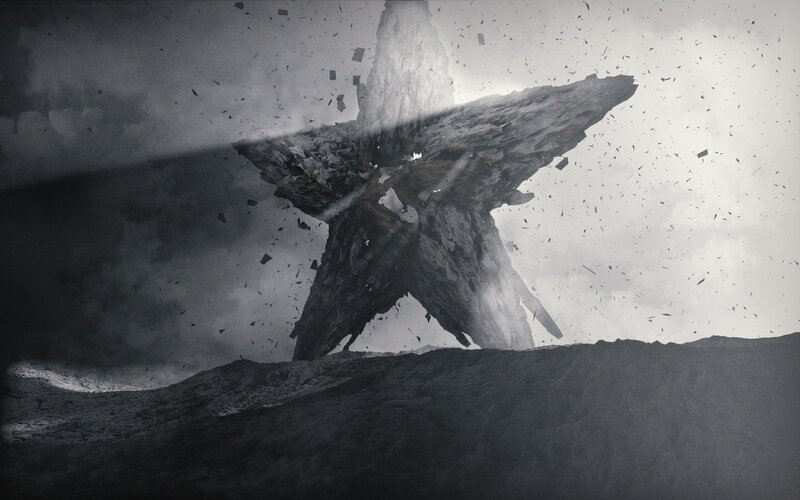 Star-shaped rock formation breaking