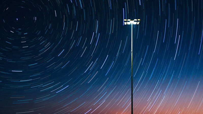 Star Trails Around Light Pole