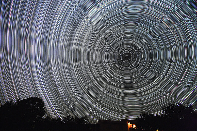 Star trails circling the pole