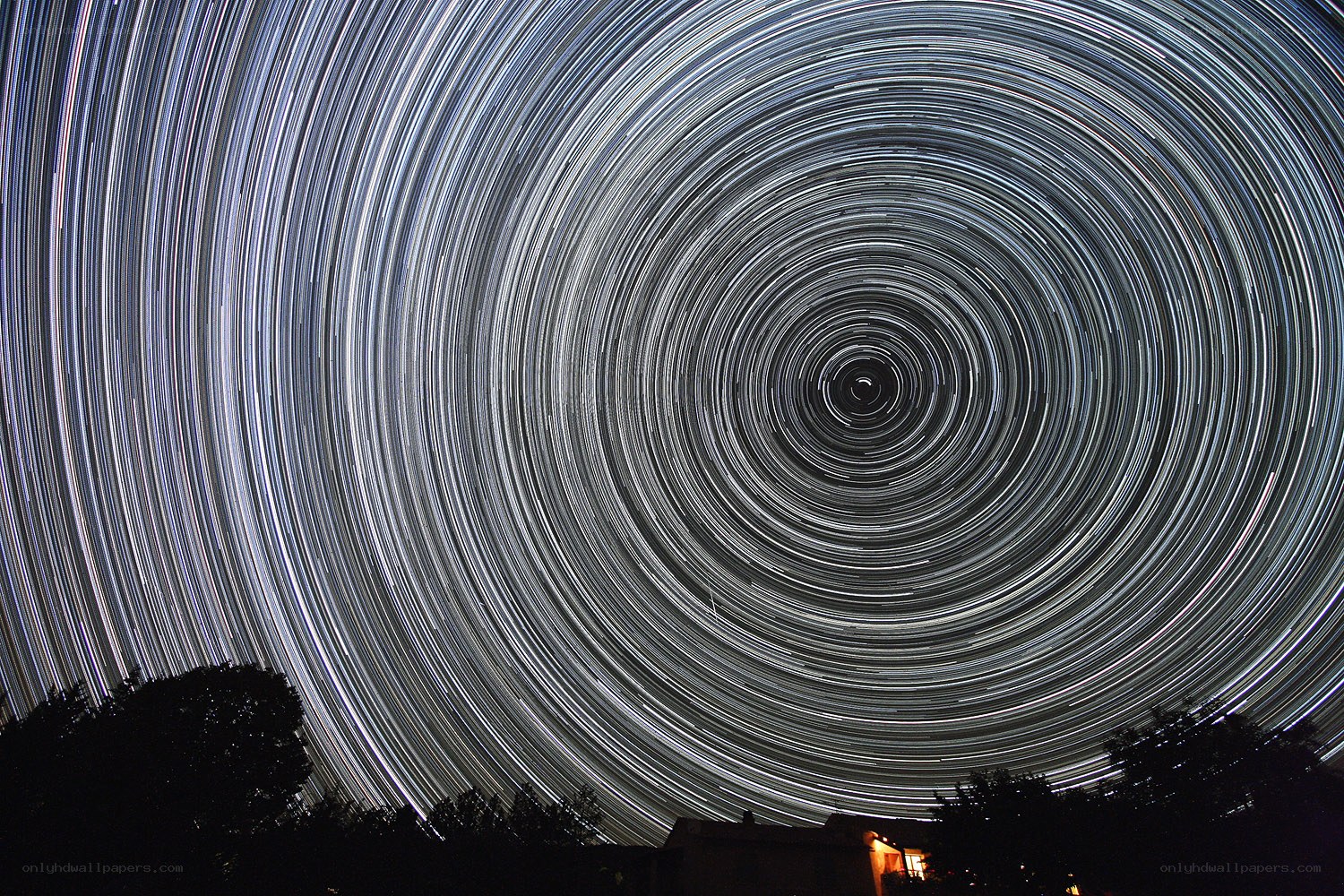 Star trails circling the pole