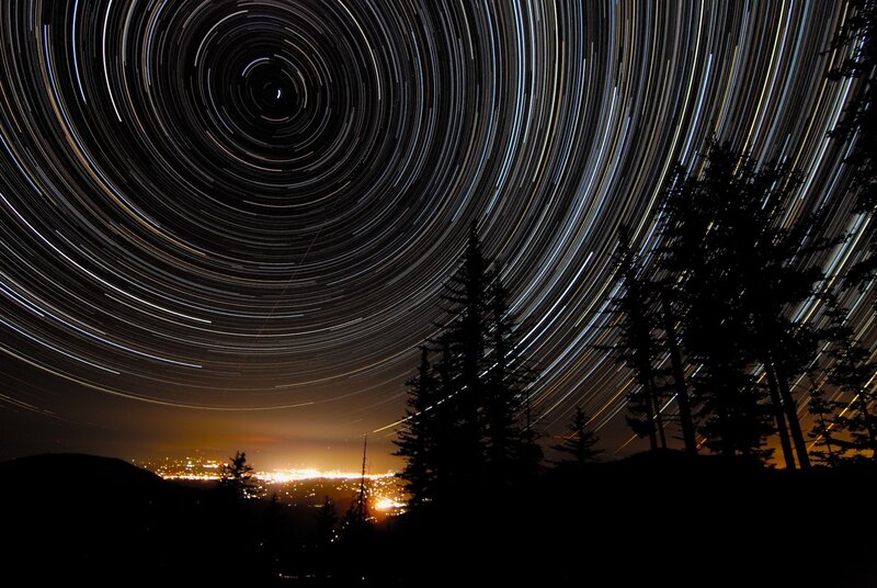Star Trails in Night Sky — Black, Serene