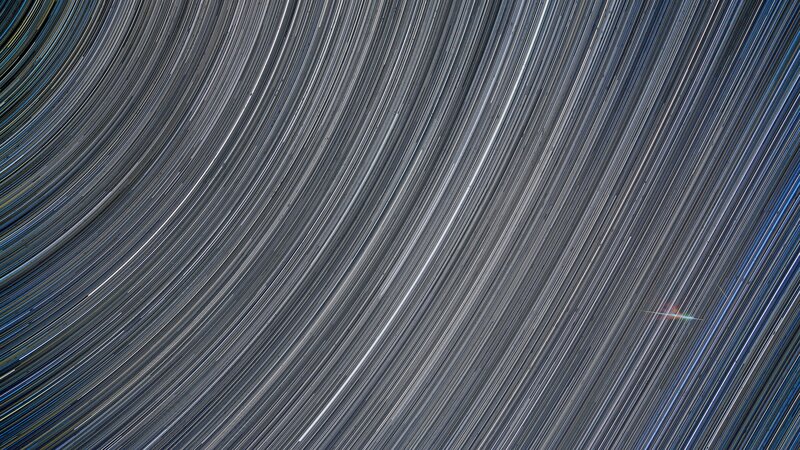 Star Trails in Night Sky — Blue, Serene, Photograph, Stars