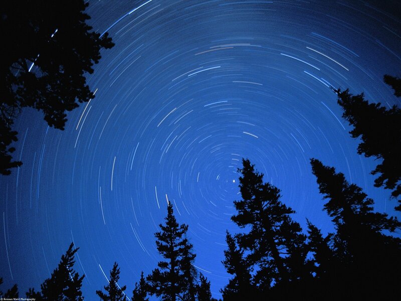 Star Trails in Night Sky — Blue, Serene