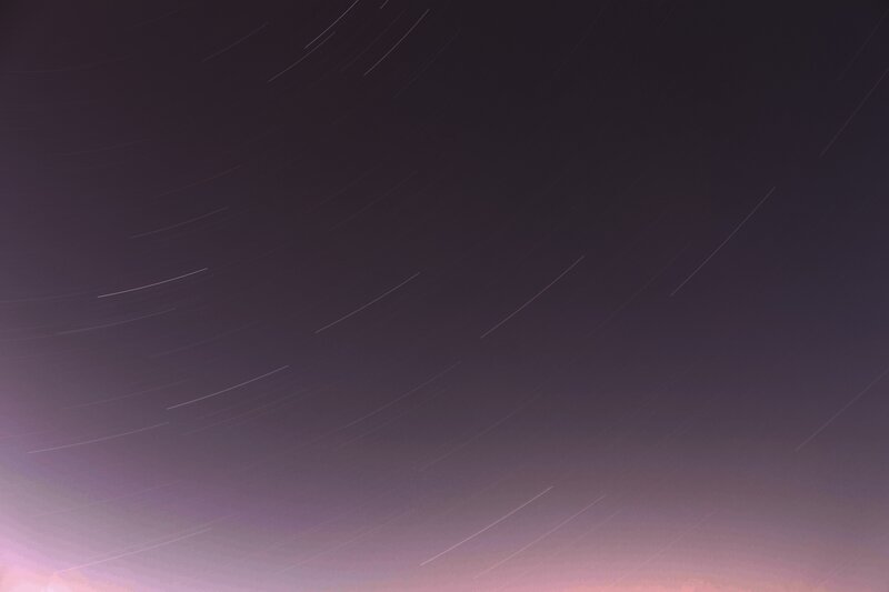 Star Trails in Night Sky — Purple, Serene, Photograph, Night Sky