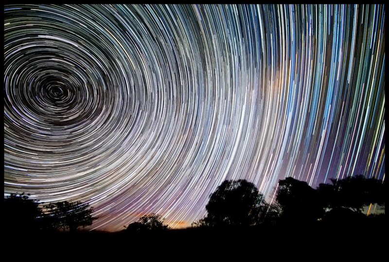 Star Trails in Night Sky — White