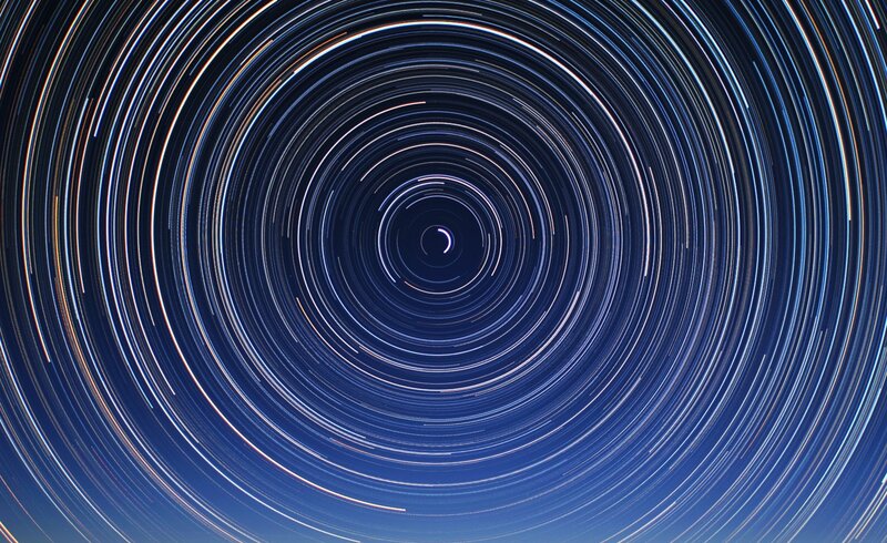 Star trails in spiral pattern
