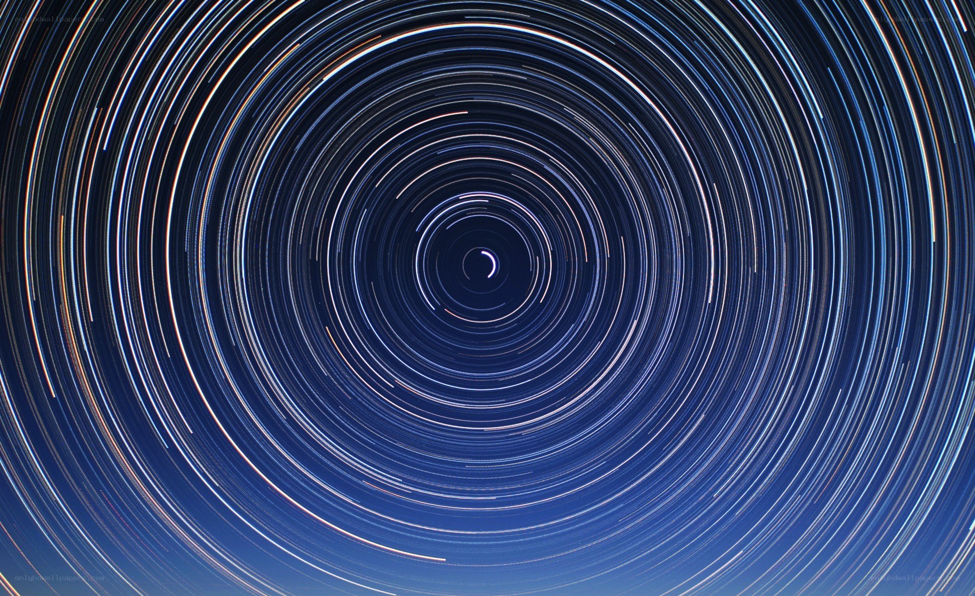 Star trails in spiral pattern