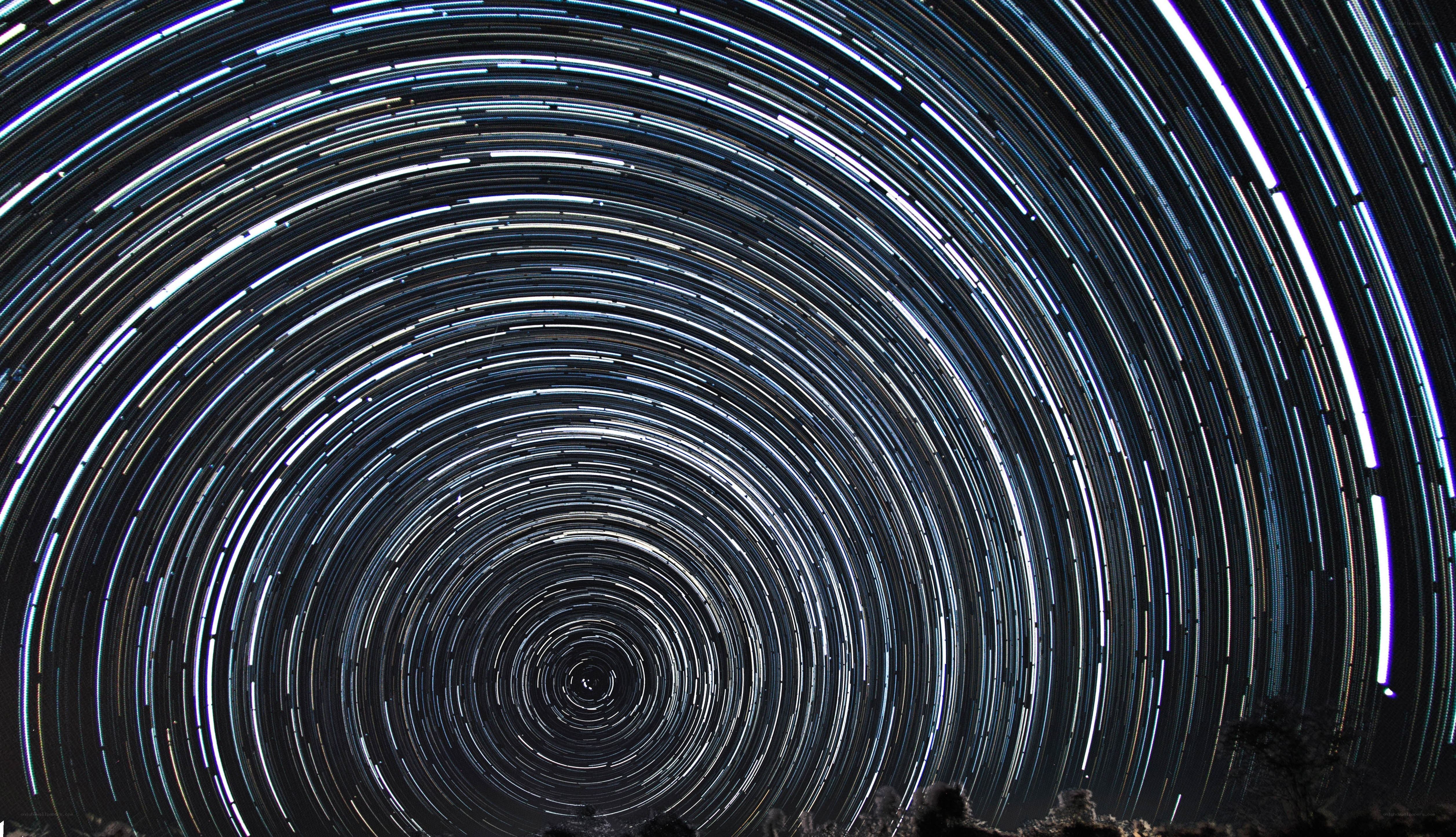 Star trails in spiral pattern