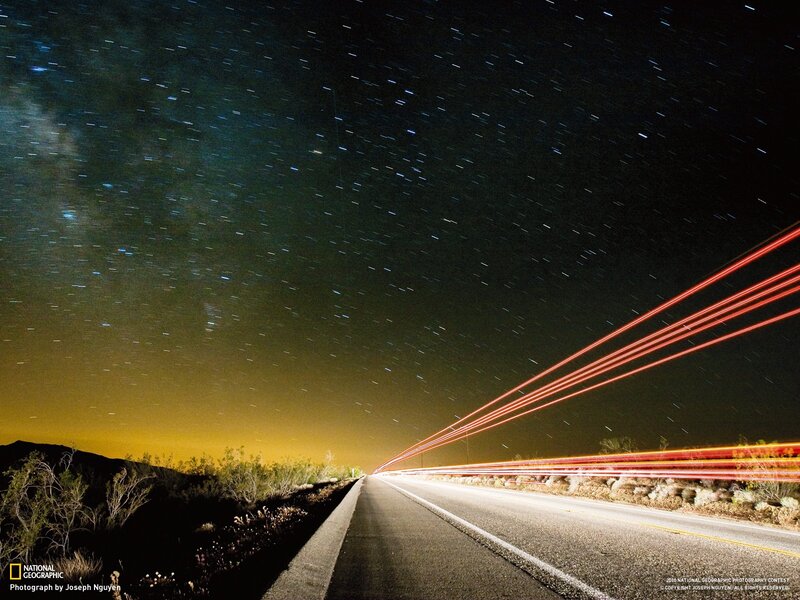 Star Trails on Desert Road