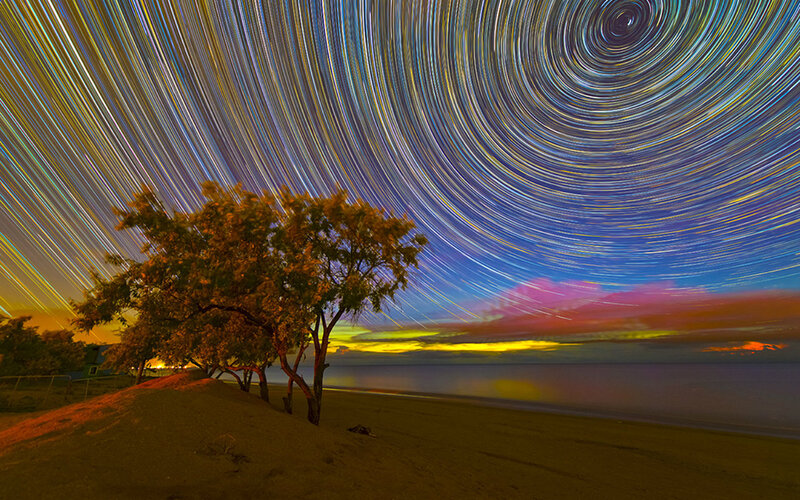 Star Trails over Beach