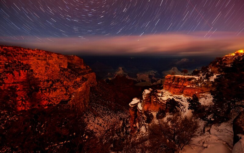 Star Trails over Canyon — Red