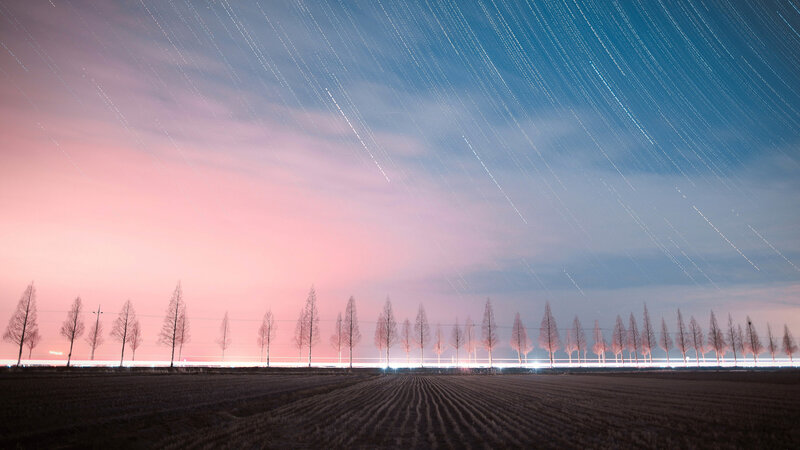 Star Trails over Field — Pink