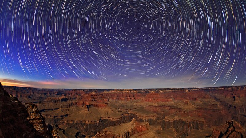 Star trails over Grand Canyon