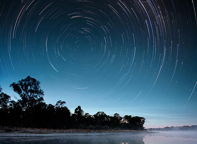 Star Trails over Lake
