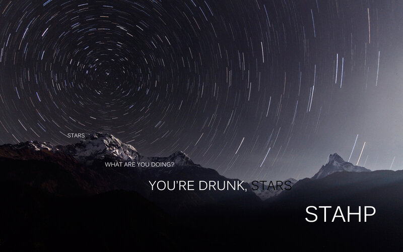 Star Trails over Mountains — Black