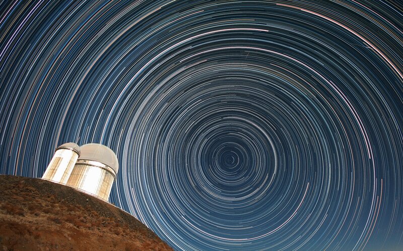 Star Trails over Observatory — Blue
