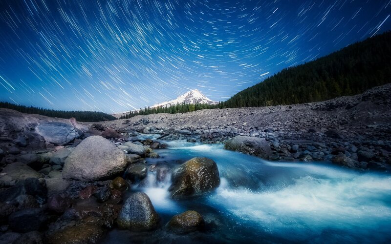 Star Trails over River