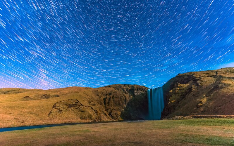 Star Trails over Waterfall
