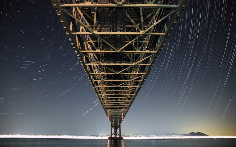 Star Trails under Bridge