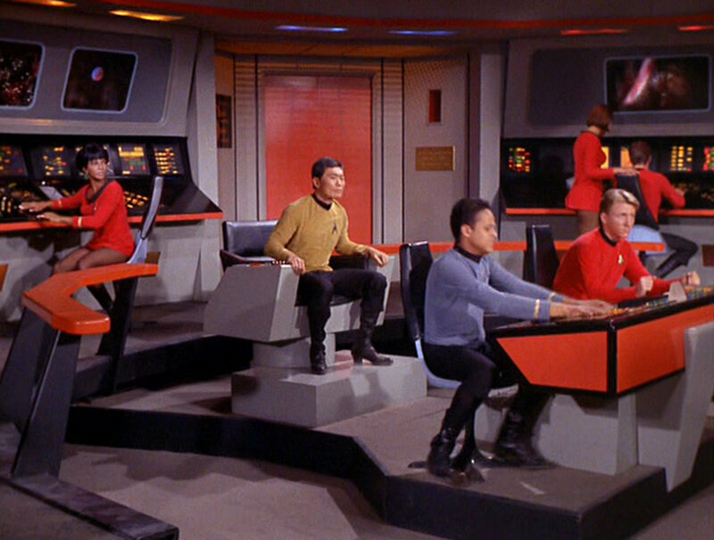 Star Trek bridge crew at work