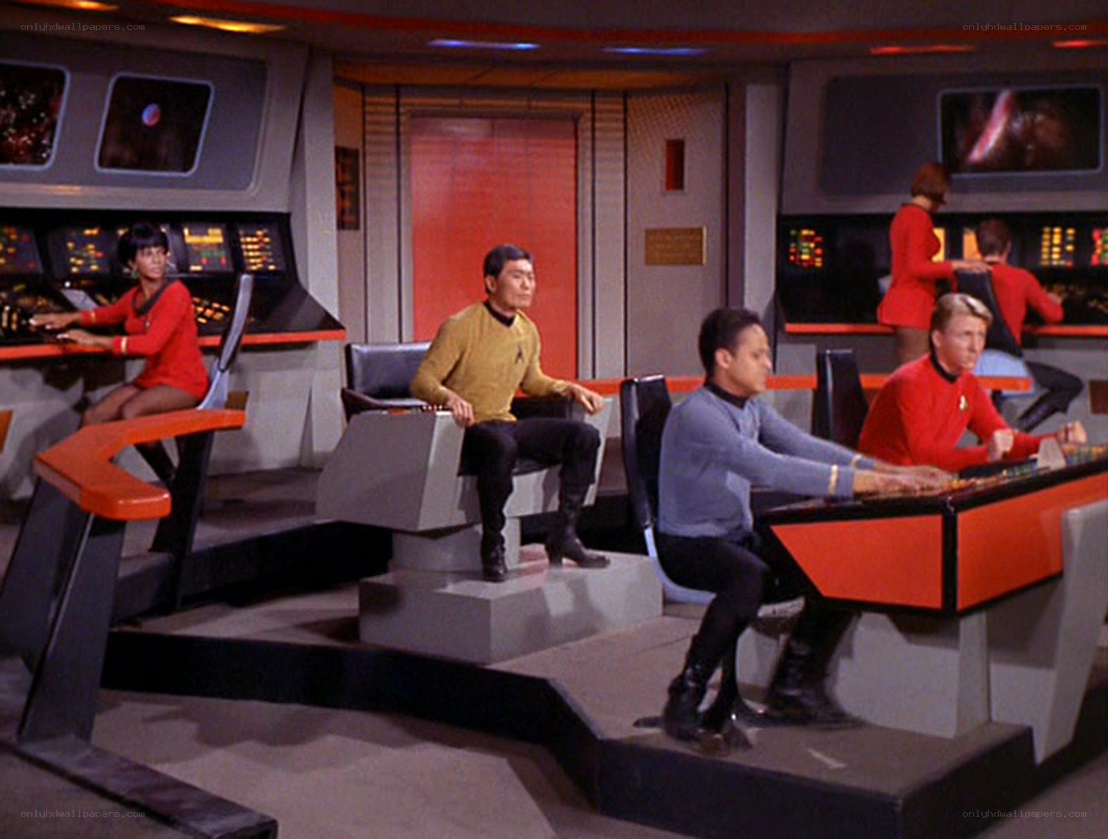 Star Trek bridge crew at work