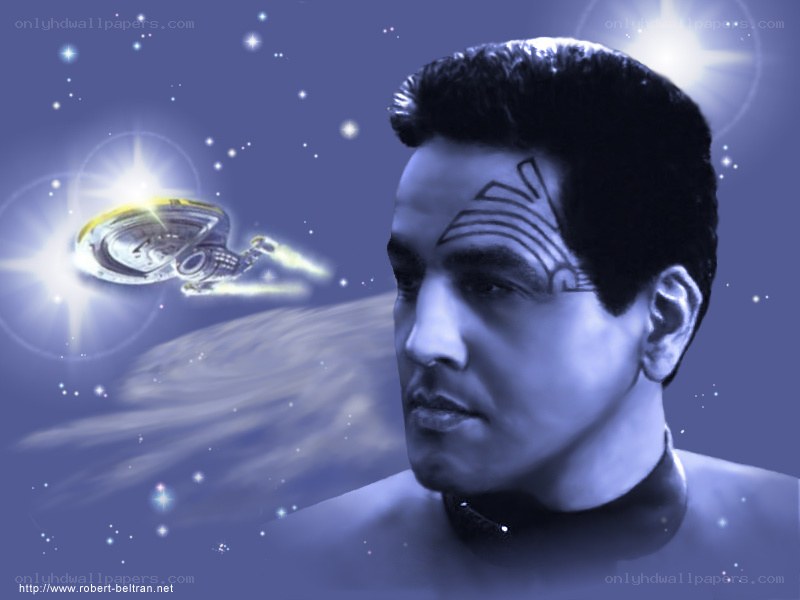 Star Trek character with ship