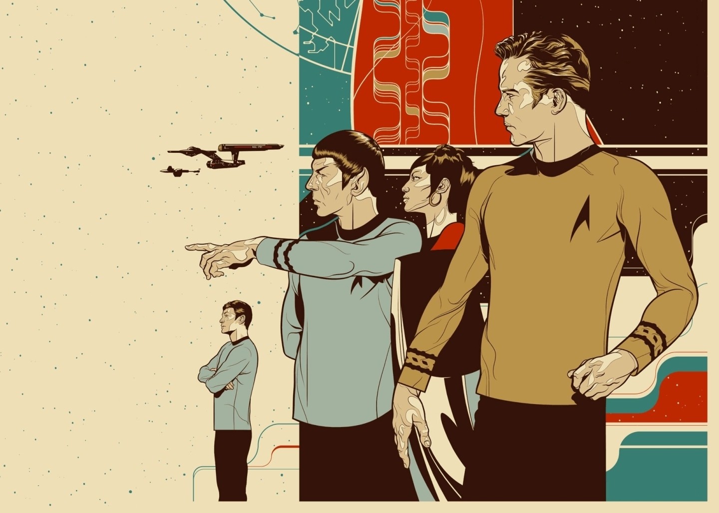 Star Trek crew illustration