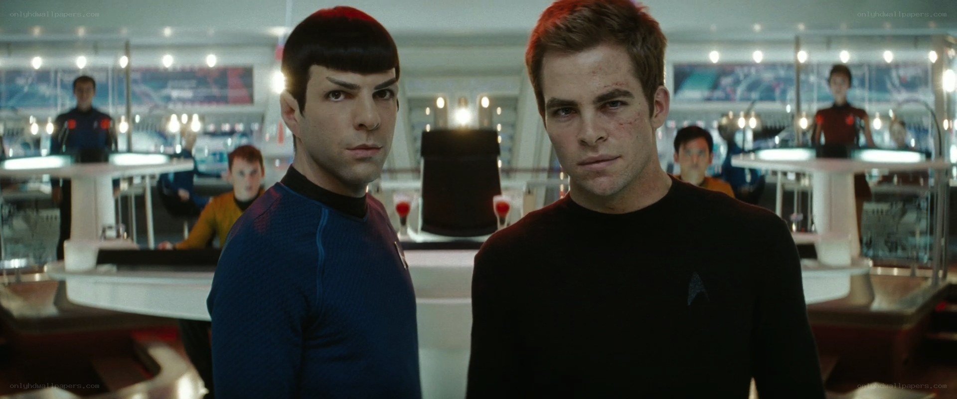 Star Trek crew in mess hall