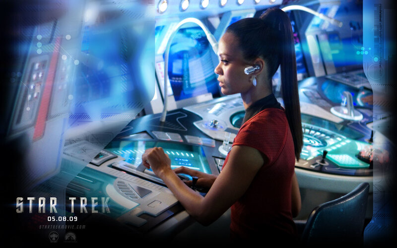 Star Trek crew member at console