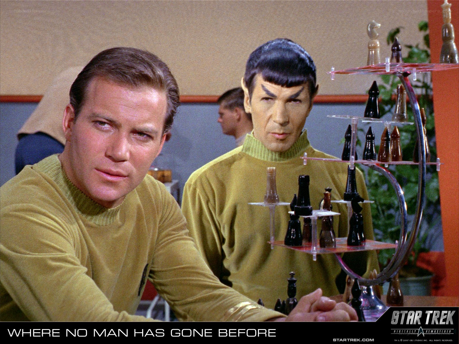 Star Trek crew playing chess