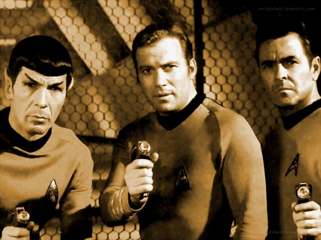 Star Trek crew with phasers