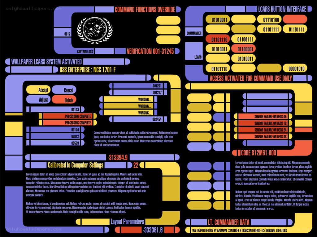 Star Trek LCARS interface wallpaper