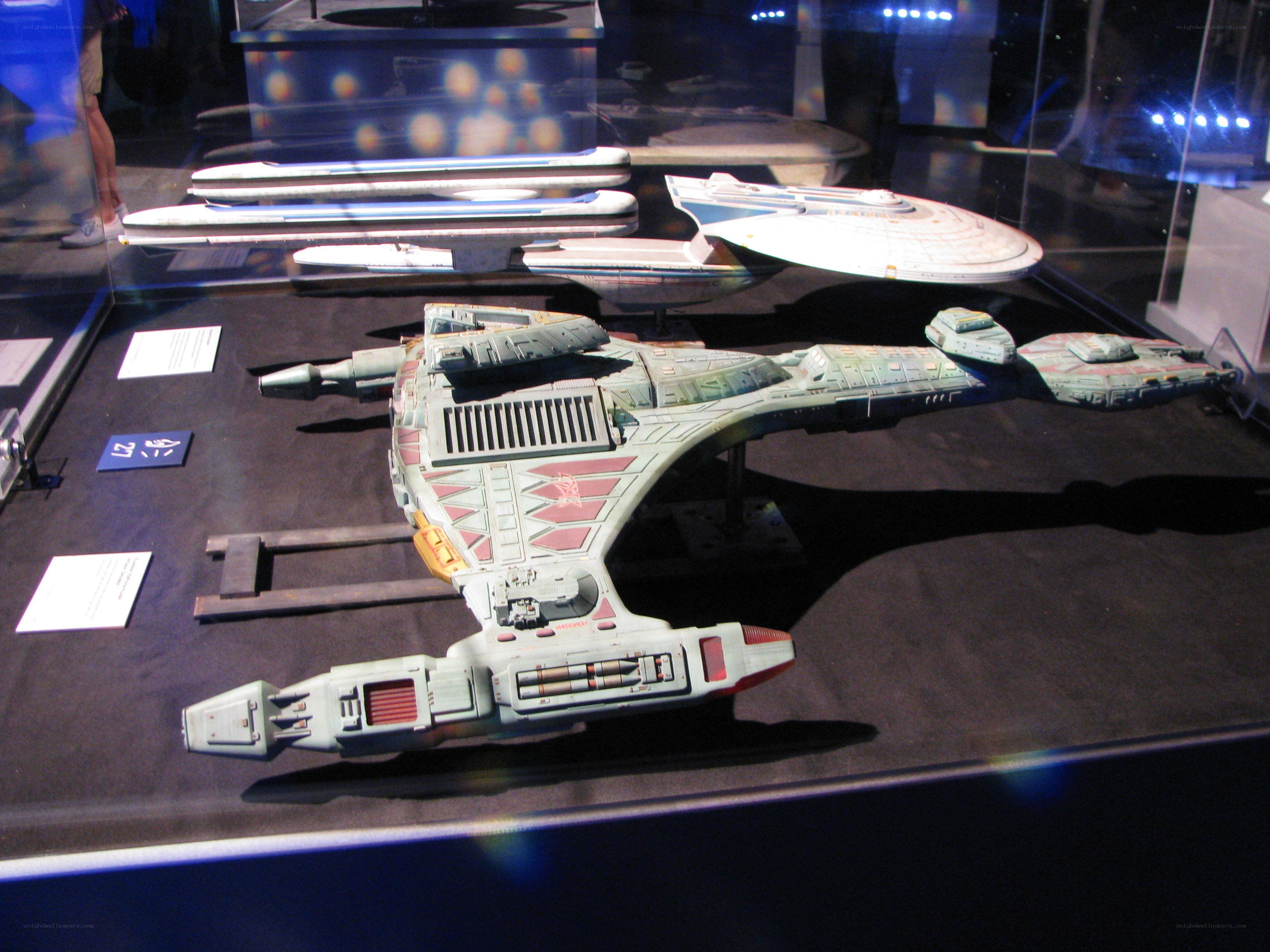 Star Trek model ships in display