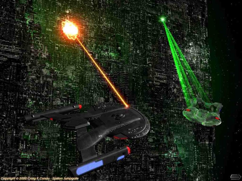 Star Trek ships in battle