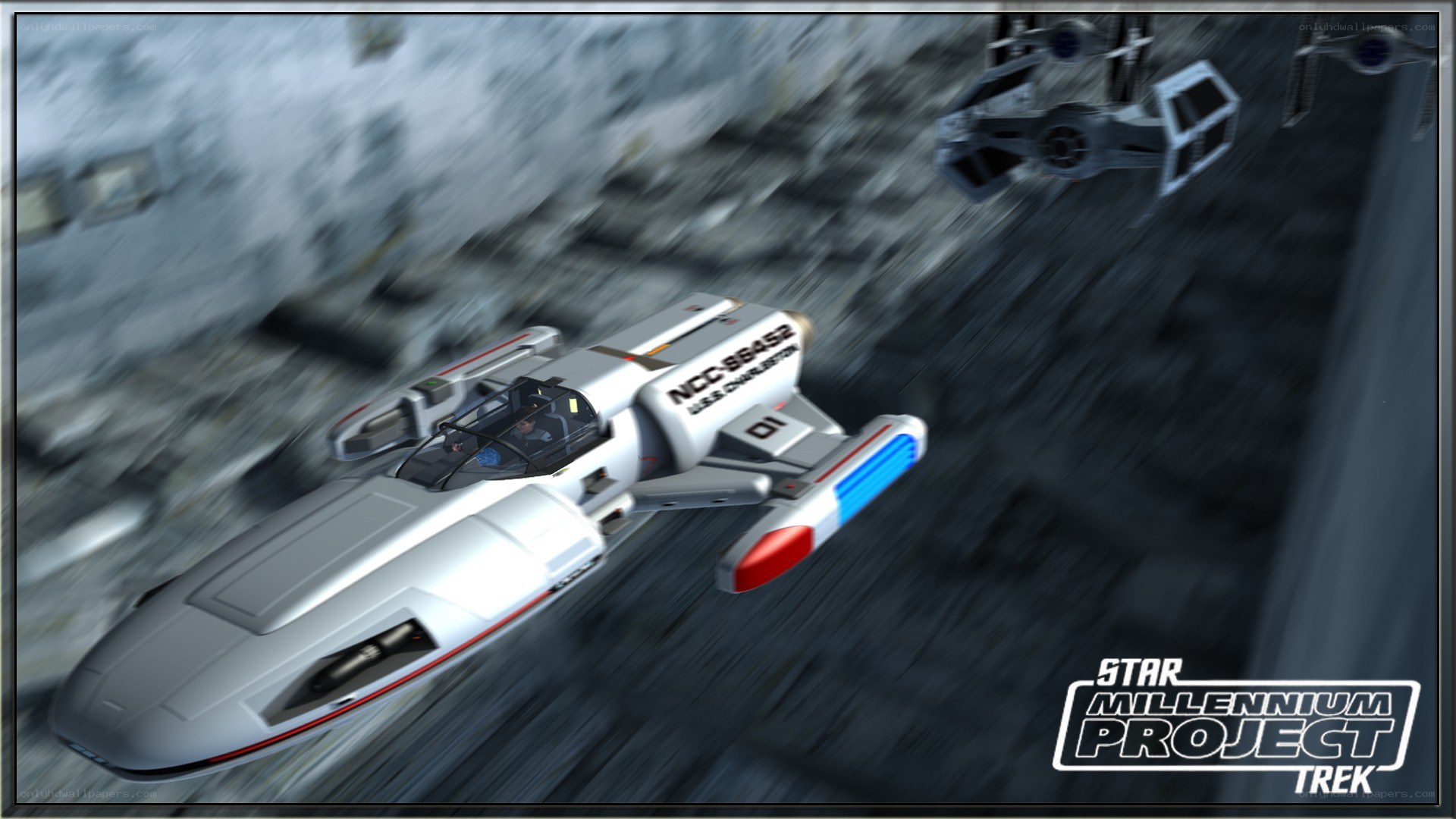 Star Trek shuttlecraft in flight