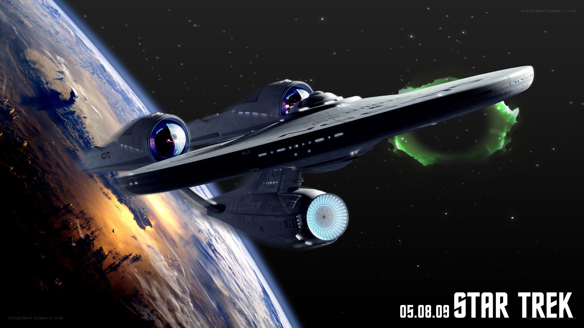 Star Trek spaceship in orbit