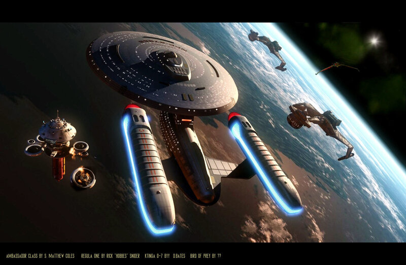 Star Trek starships in orbit