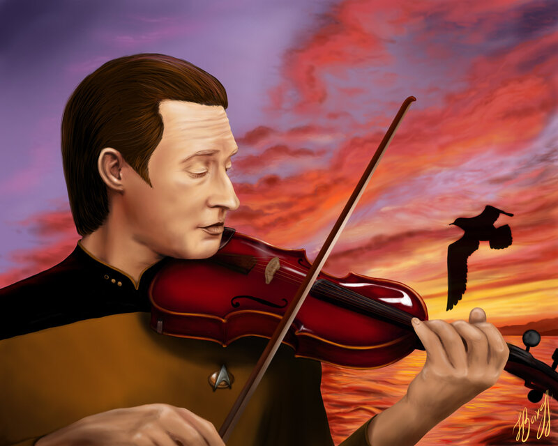 Star Trek violinist at sunset