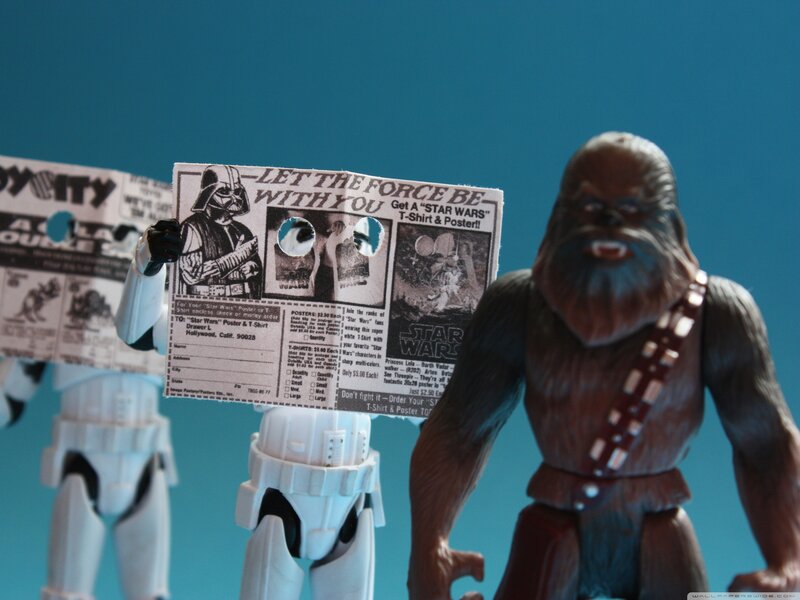 Star Wars action figures with ad