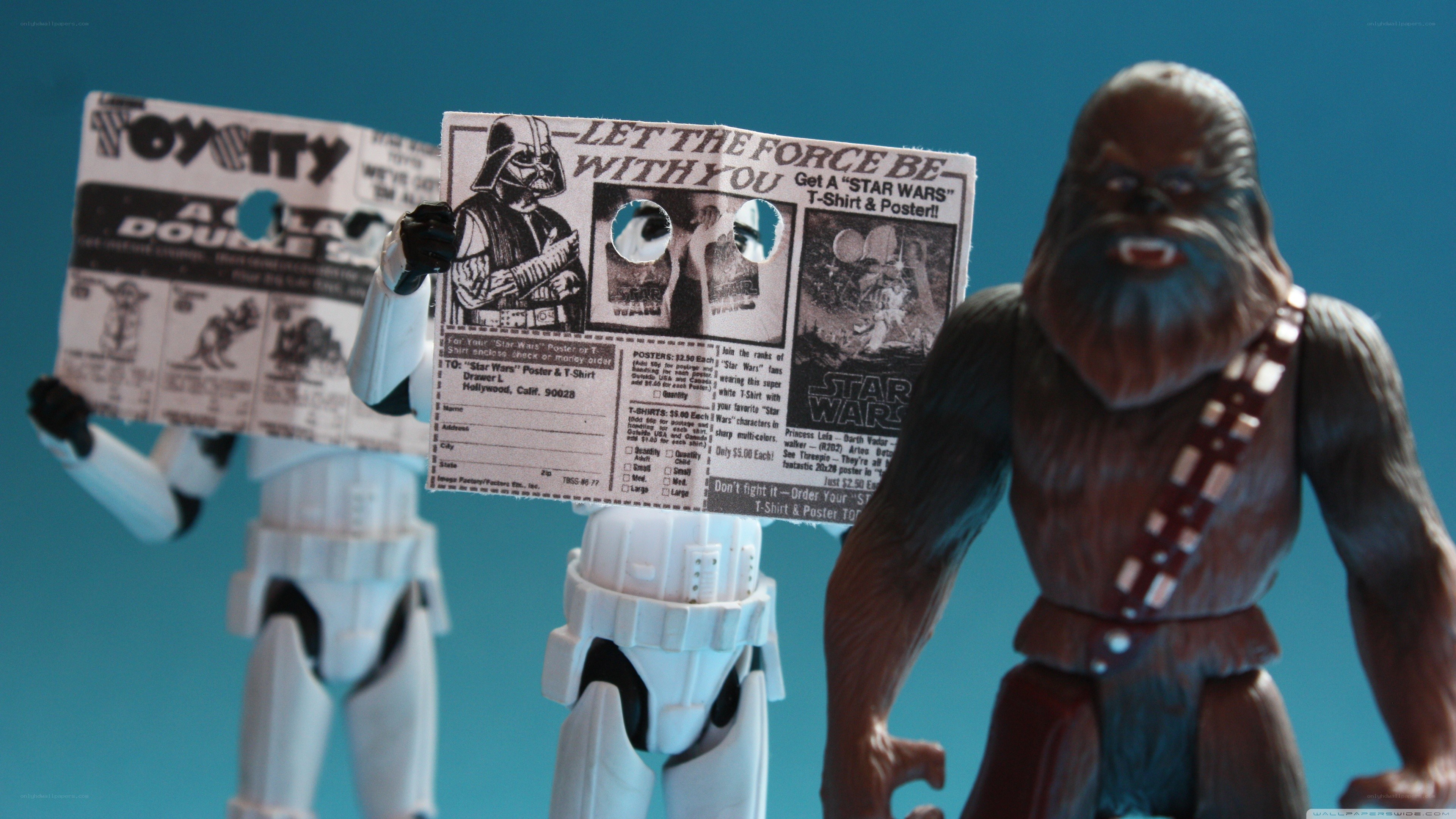 Star Wars action figures with poster