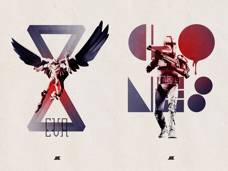 Star Wars and Angel art collage